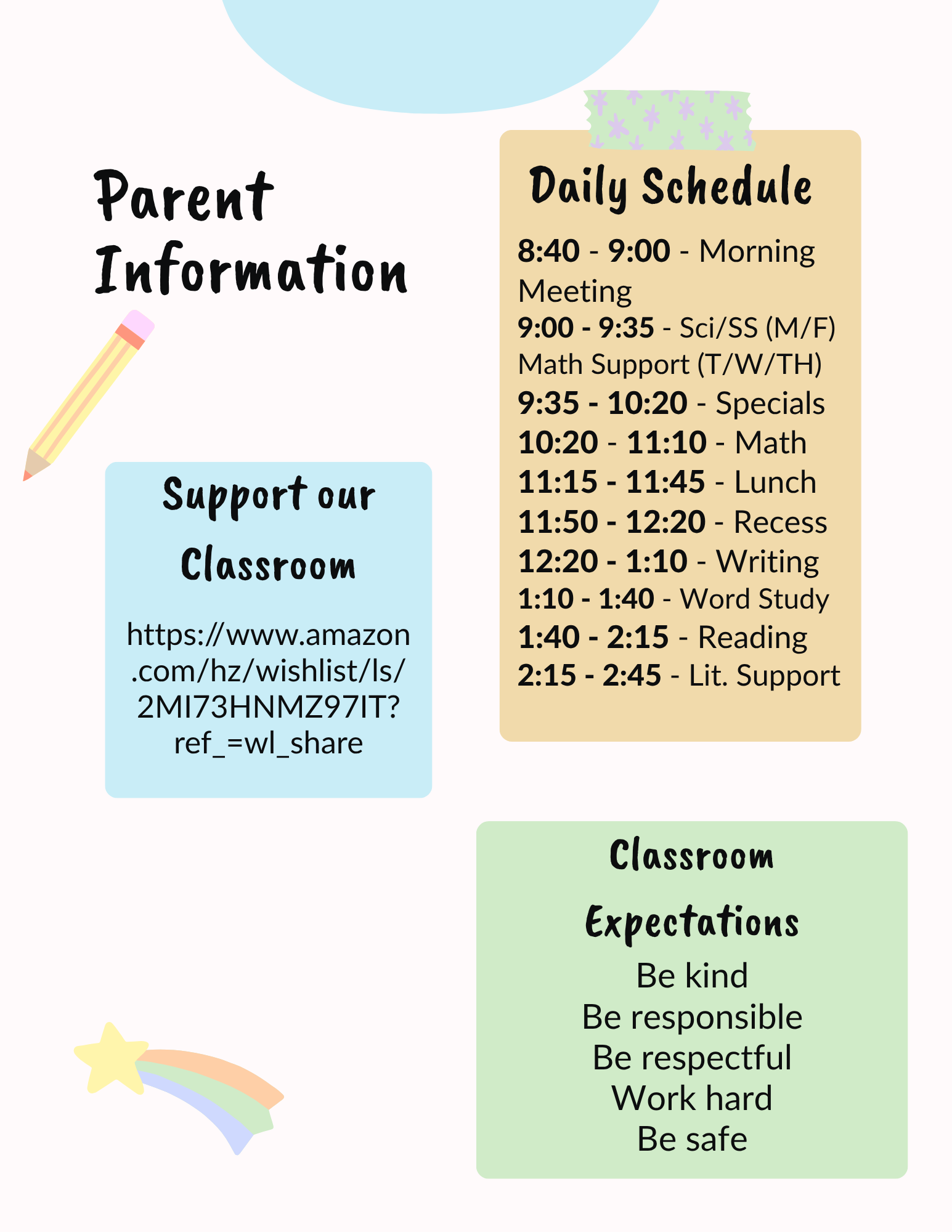 Parent Information - Mrs. Leeman